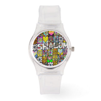 Judaica Retro 60s Psychedelic Shalom Watch