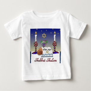 Judaica Shabbat Shalom Art Print Baby T-Shirt