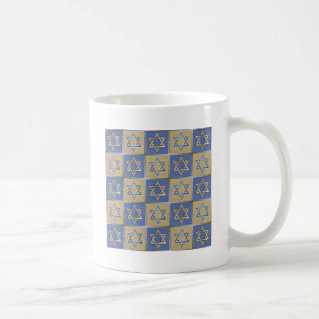 Judaica Star Of David Metal Gold Blue Coffee Mug (Right)