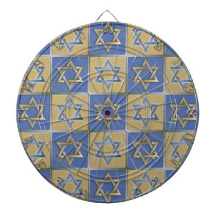 Judaica Star Of David Metal Gold Blue Dartboard