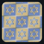 Judaica Star Of David Metal Gold Blue Square Sticker<br><div class="desc">You are viewing The Lee Hiller Design Collection. Apparel,  Gifts & Collectibles  Lee Hiller Photography or Digital Art Collection. You can view her Nature photography at http://HikeOurPlanet.com/ and follow her hiking blog within Hot Springs National Park.</div>