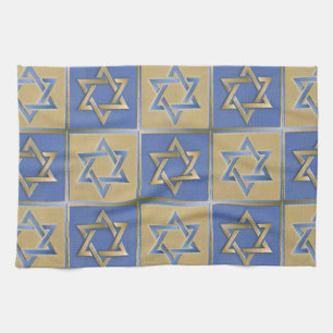 Judaica Star Of David Metal Gold Blue Tea Towel
