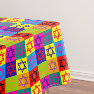 Judaica - Tablecloth - Colourful Jewish Stars 