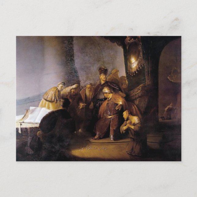 Judas Returning the Thirty Pieces of Silver Postcard (Front)