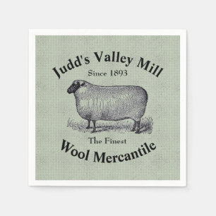 Judd's Valley Wool Mercantile Vintage Sheep Image Napkin