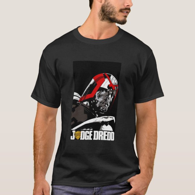 Judge Dredd - Back in Black w Logo Classic T-Shirt (Front)