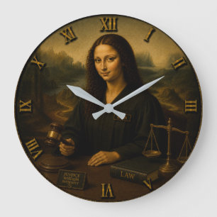 Judge Funny Mona Lisa Lawyer & Justice Gift Large Clock