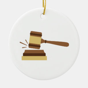 Judge Gavel Ceramic Ornament