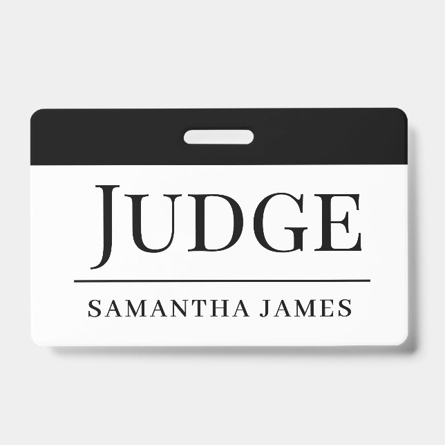 Judge Personalised Name Badge ID Badge (Front)
