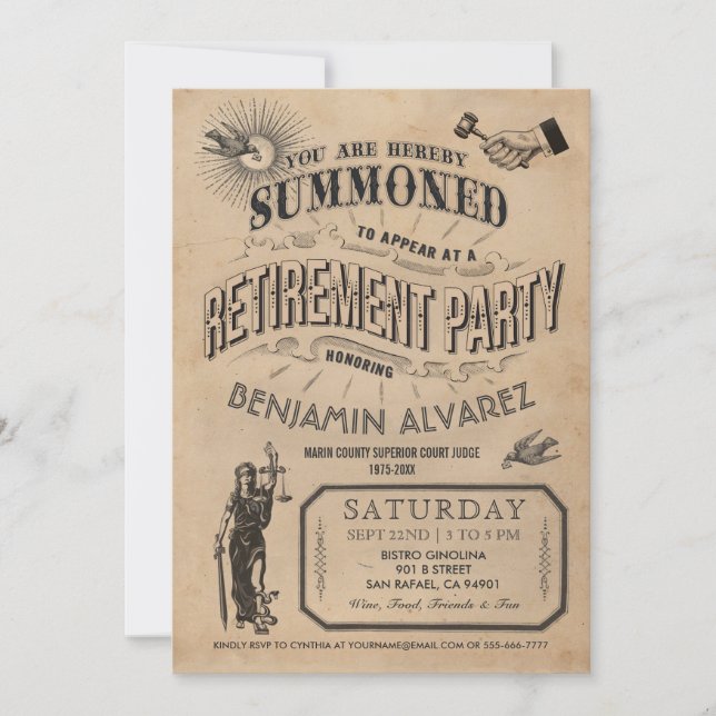 Judge Retirement Invitation - Party Vintage Retro (Front)