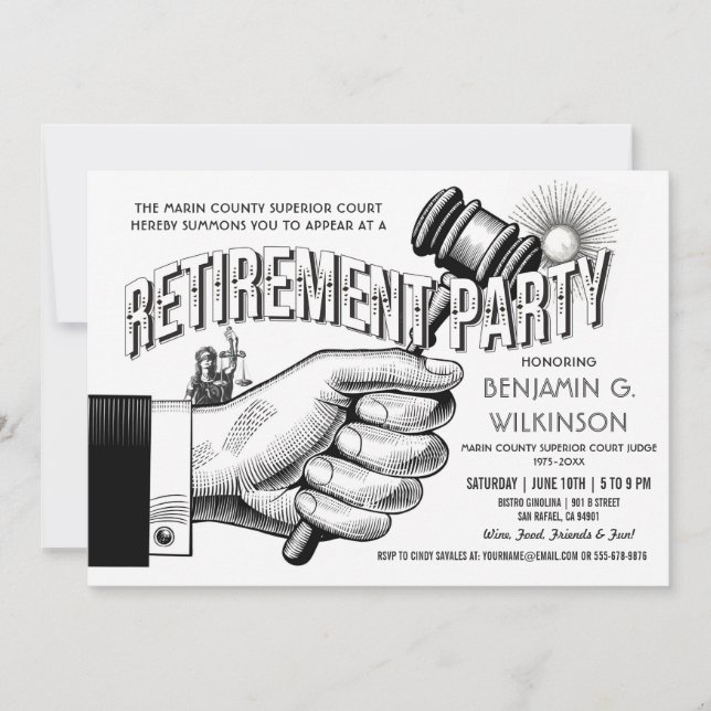 Judge Retirement Invitation - Party Vintage Retro (Front)