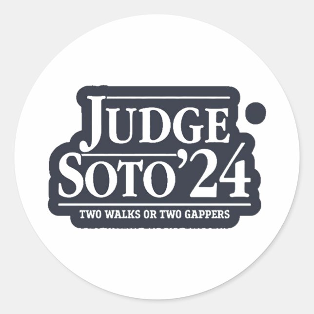 Judge Soto24 – Funny Gifts for Baseball Fans Classic Round Sticker (Front)