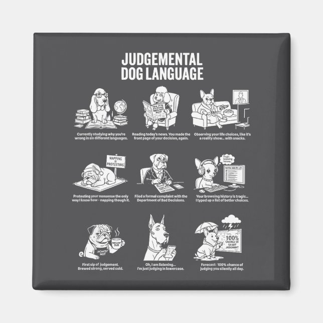 Judgemental Dog Language Meme Illustration Magnet (Front)