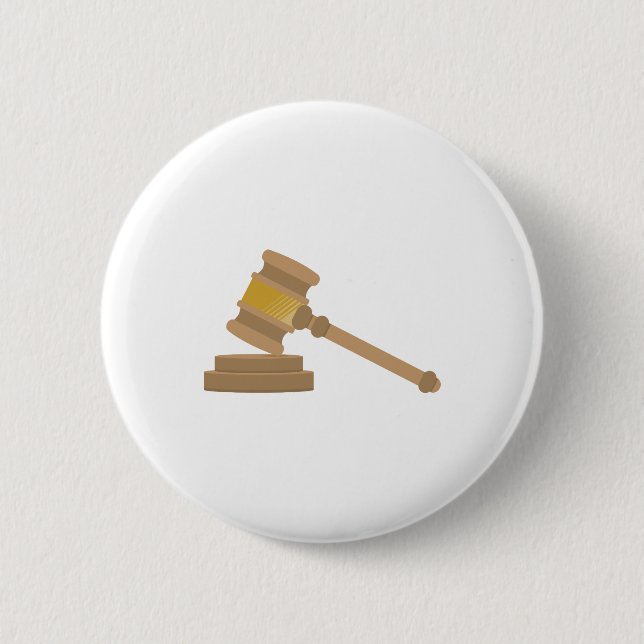 Judges Gavel 6 Cm Round Badge (Front)