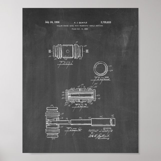 Judge's Gavel Patent - Chalkboard Poster (Front)