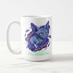 Judging Alien Sphynx Cat Sci-Fi Humor Art Coffee Mug