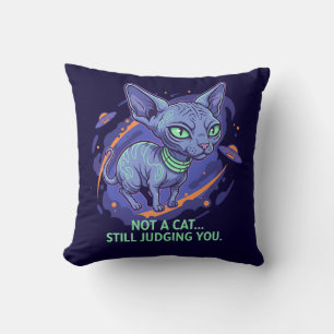 Judging Alien Sphynx Cat Sci-Fi Humor Art Cushion