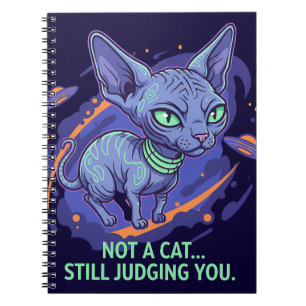 Judging Alien Sphynx Cat Sci-Fi Humor Art Notebook