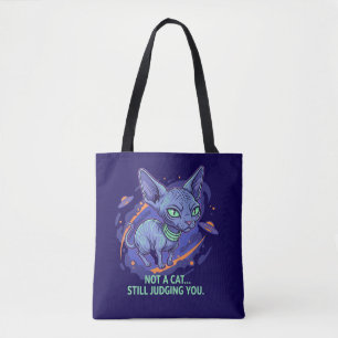 Judging Alien Sphynx Cat Sci-Fi Humor Art Tote Bag
