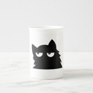 Judging Black Cat Funny Minimal Cat Design Bone China Mug