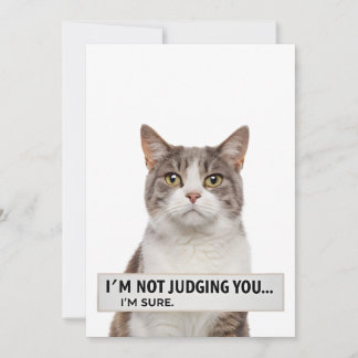 Judging Cat Sarcastic Quote Minimal Art Holiday Card