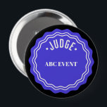 Judging Contest Modern Ribbon Judge  10 Cm Round Badge<br><div class="desc">Modern blue and white colour toned judge button for beauty pageants,  baking contests,  chilli cook-off, science fairs, mock trial, competitions and other events that are judged.</div>