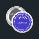 Judging Contest Modern Ribbon Judge  6 Cm Round Badge<br><div class="desc">Modern blue and white colour toned judge button for beauty pageants,  baking contests,  chilli cook-off, science fairs, mock trial, competitions and other events that are judged.</div>