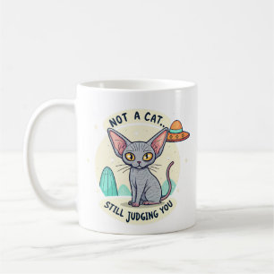 Judging Sphynx Cat UFO Sarcastic Cartoon Art Coffee Mug