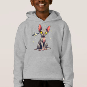 Judging Sphynx Cat UFO Space Cartoon Art