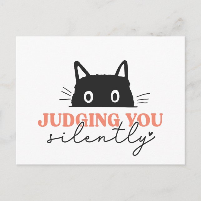 Judging You Silently Funny Cat Kitty Postcard (Front)