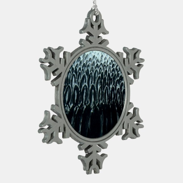Judgment Day Snowflake Pewter Christmas Ornament (Left)