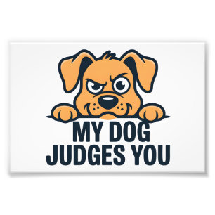 Judgmental Dog Face Funny Sarcastic Quote Photo Print