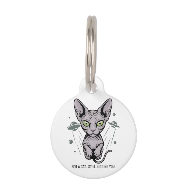 Judgmental Sphynx Cat in Space Art Pet Tag (Front)
