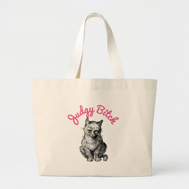 Judgy Kitten Large Tote Bag (Front)