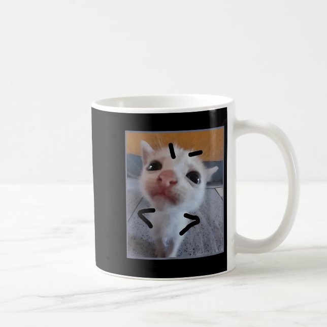 Judgy Kitty Funny Cat Lover Angry Kitten Meme Cute Coffee Mug (Right)