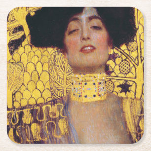 Judith (Lady in Gold), Gustav Klimt Square Paper Coaster