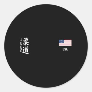Judo American Flag Judoka Dojo Martial Art America Classic Round Sticker