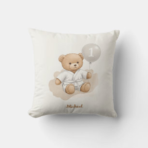Judo Bear’s First Belt" – 1st Birthday White Belt Cushion
