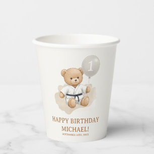 Judo Bear Turns One" – 1st Birthday 【Black-belt】 Paper Cups