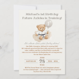 "Judo Bear Turns One" – 1st Birthday Invitation