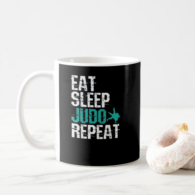 Judo Eat Sleep Judo Repeat Coffee Mug (With Donut)
