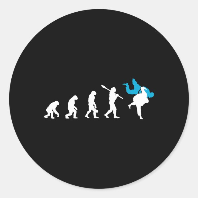 Judo Evolution Cool Judoka Retro Gift Classic Round Sticker (Front)