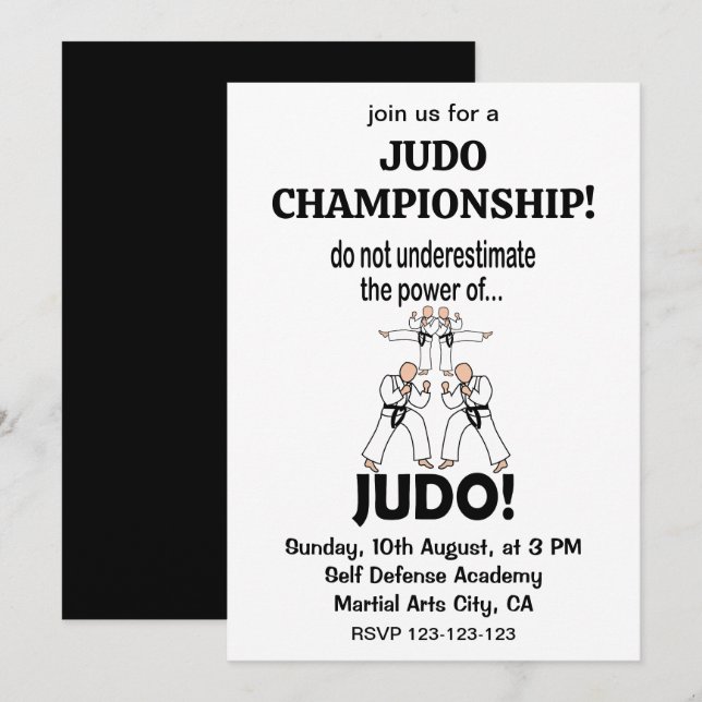 Judo Fighter Self Defence Taekwondo Judo Invitation (Front/Back)