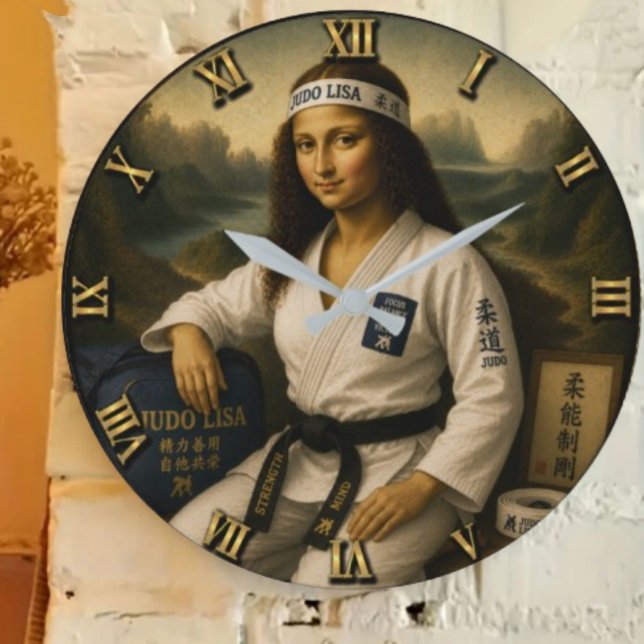 Judo Funny Mona Lisa  Martial Arts Gift Large Clock (Creator Uploaded)
