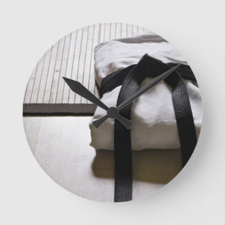 Judo Gi on Tatami mat Round Clock