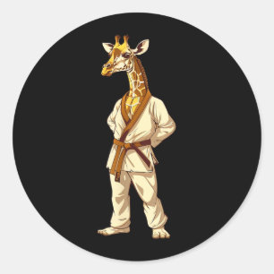 Judo Giraffe Nature Kickboxing Taekwondo Martial Classic Round Sticker