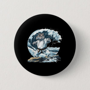 Judo Hippo Nature Kickboxing Taekwondo Martial 6 Cm Round Badge