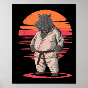 Judo Hippo Nature Kickboxing Taekwondo Martial Poster