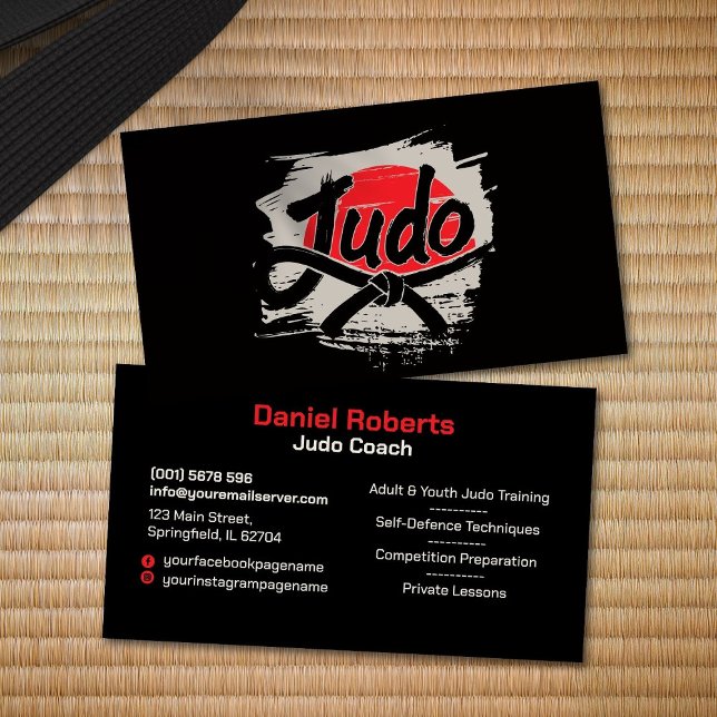 Judo instructor - Black Belt and sun Business Card (Creator Uploaded)