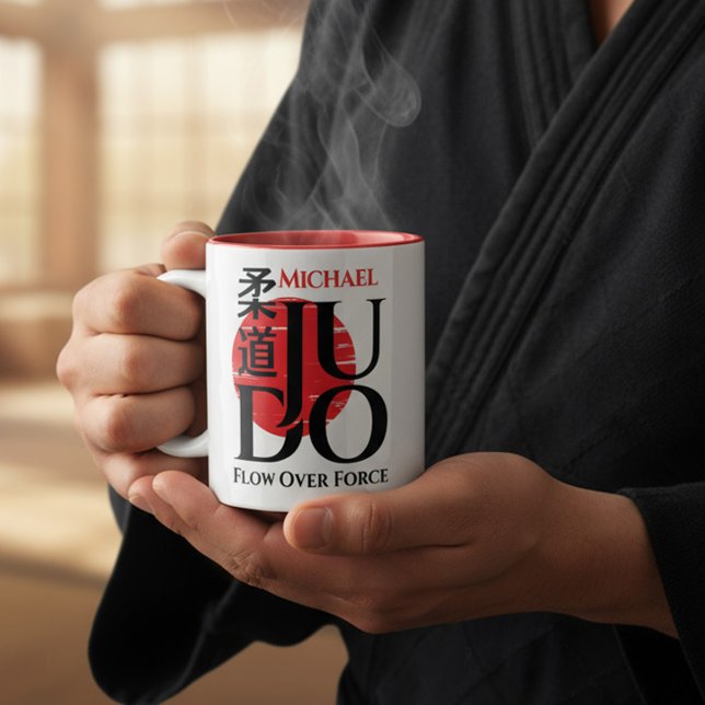 Judo -Kanji, Rising Sun Two-Tone Coffee Mug (Creator Uploaded)